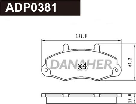 Danaher ADP0381 - Bremžu uzliku kompl., Disku bremzes ps1.lv