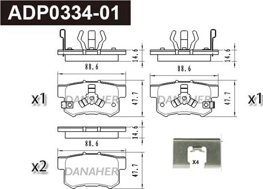 Danaher ADP0334-01 - Bremžu uzliku kompl., Disku bremzes ps1.lv