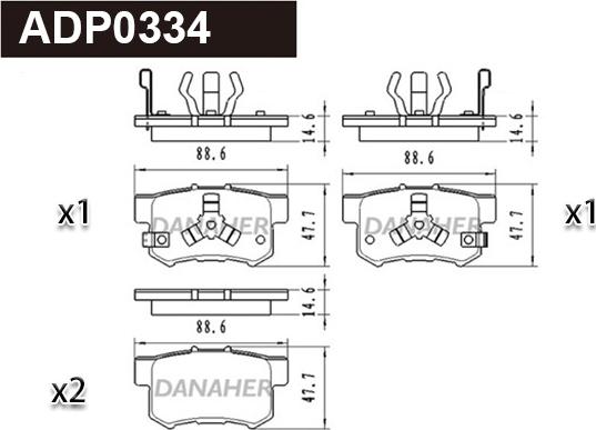 Danaher ADP0334 - Bremžu uzliku kompl., Disku bremzes ps1.lv