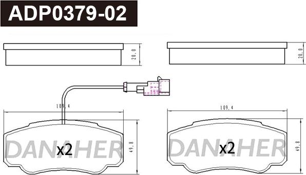 Danaher ADP0379-02 - Bremžu uzliku kompl., Disku bremzes ps1.lv