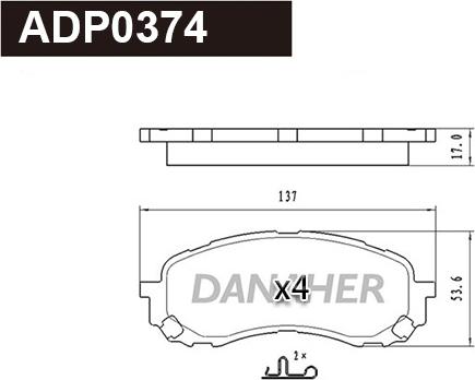 Danaher ADP0374 - Bremžu uzliku kompl., Disku bremzes ps1.lv