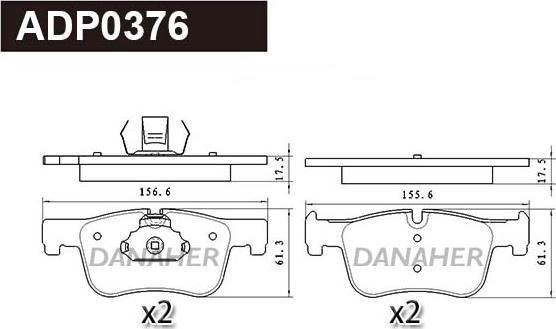 Danaher ADP0376 - Bremžu uzliku kompl., Disku bremzes ps1.lv