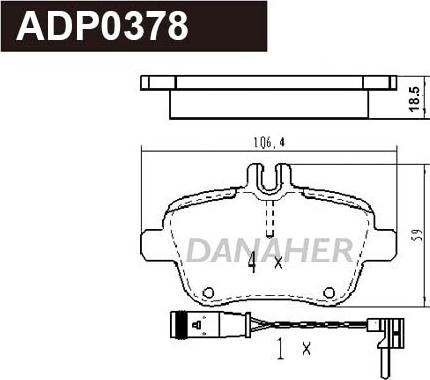 Danaher ADP0378 - Bremžu uzliku kompl., Disku bremzes ps1.lv