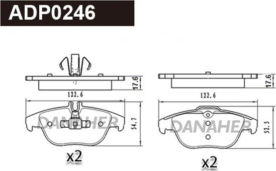 Danaher ADP0246 - Bremžu uzliku kompl., Disku bremzes ps1.lv