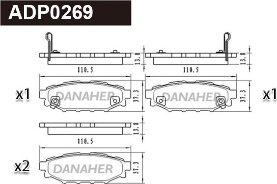 Danaher ADP0269 - Bremžu uzliku kompl., Disku bremzes ps1.lv