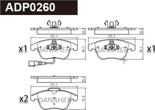 Danaher ADP0260 - Bremžu uzliku kompl., Disku bremzes ps1.lv