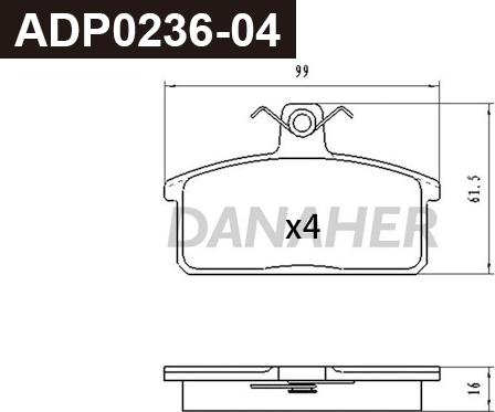 Danaher ADP0236-04 - Bremžu uzliku kompl., Disku bremzes ps1.lv