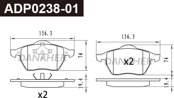 Danaher ADP0238-01 - Bremžu uzliku kompl., Disku bremzes ps1.lv