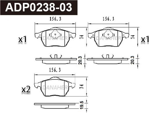 Danaher ADP0238-03 - Bremžu uzliku kompl., Disku bremzes ps1.lv