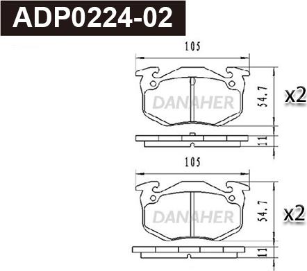 Danaher ADP0224-02 - Bremžu uzliku kompl., Disku bremzes ps1.lv