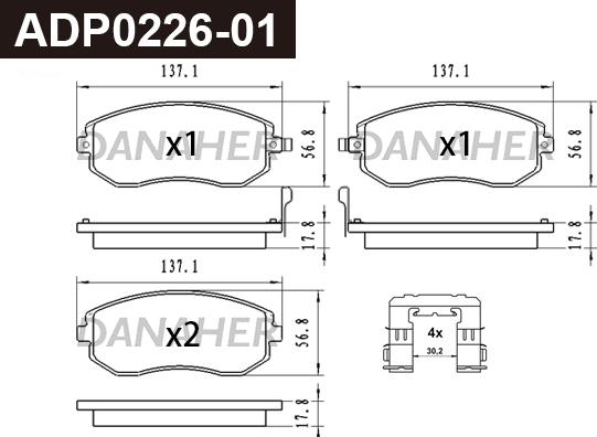 Danaher ADP0226-01 - Bremžu uzliku kompl., Disku bremzes ps1.lv