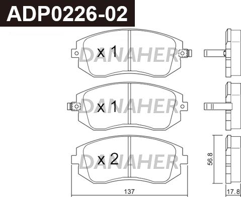 Danaher ADP0226-02 - Bremžu uzliku kompl., Disku bremzes ps1.lv