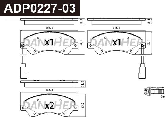 Danaher ADP0227-03 - Bremžu uzliku kompl., Disku bremzes ps1.lv