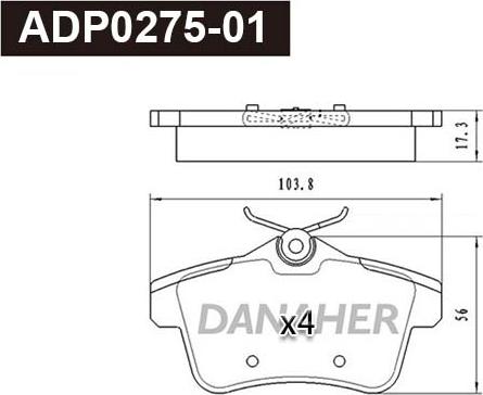 Danaher ADP0275-01 - Bremžu uzliku kompl., Disku bremzes ps1.lv