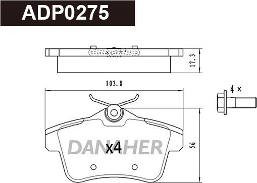 Danaher ADP0275 - Bremžu uzliku kompl., Disku bremzes ps1.lv