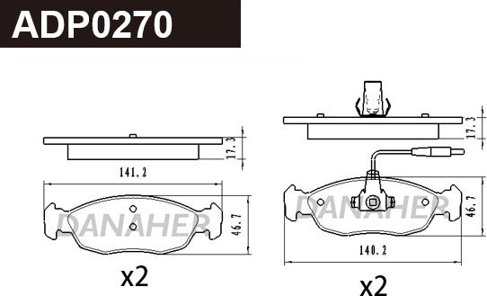 Danaher ADP0270 - Bremžu uzliku kompl., Disku bremzes ps1.lv