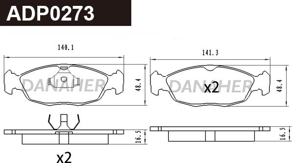 Danaher ADP0273 - Bremžu uzliku kompl., Disku bremzes ps1.lv