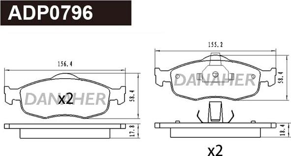 Danaher ADP0796 - Bremžu uzliku kompl., Disku bremzes ps1.lv