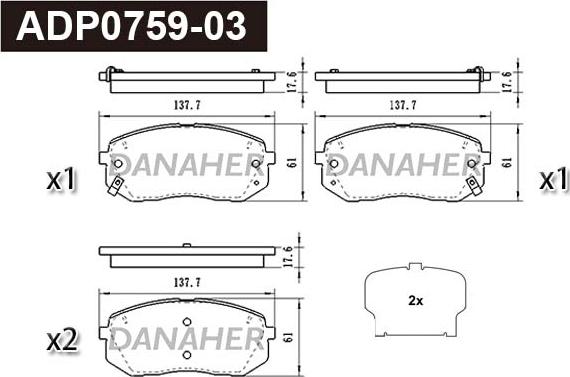 Danaher ADP0759-03 - Bremžu uzliku kompl., Disku bremzes ps1.lv