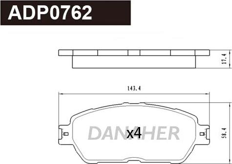 Danaher ADP0762 - Bremžu uzliku kompl., Disku bremzes ps1.lv