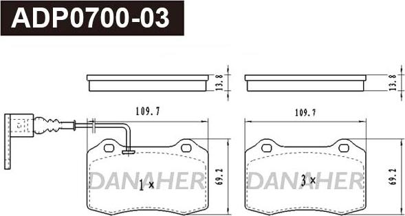 Danaher ADP0700-03 - Bremžu uzliku kompl., Disku bremzes ps1.lv