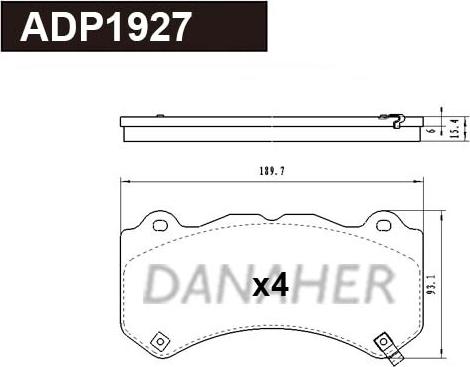 Danaher ADP1927 - Bremžu uzliku kompl., Disku bremzes ps1.lv