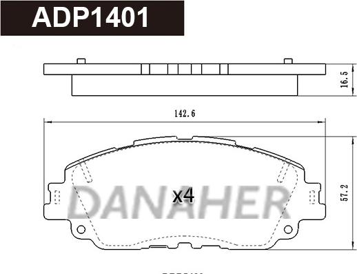 Danaher ADP1401 - Bremžu uzliku kompl., Disku bremzes ps1.lv