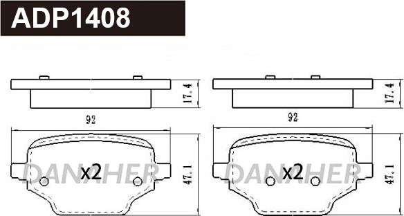 Danaher ADP1408 - Bremžu uzliku kompl., Disku bremzes ps1.lv