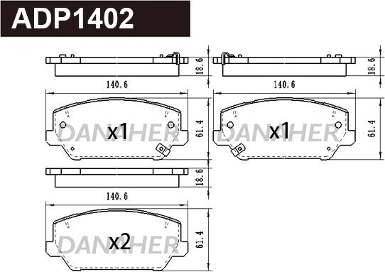 Danaher ADP1402 - Bremžu uzliku kompl., Disku bremzes ps1.lv