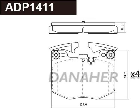 Danaher ADP1411 - Bremžu uzliku kompl., Disku bremzes ps1.lv