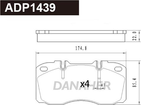 Danaher ADP1439 - Bremžu uzliku kompl., Disku bremzes ps1.lv