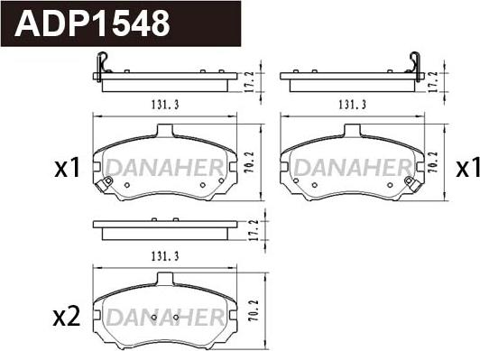 Danaher ADP1548 - Bremžu uzliku kompl., Disku bremzes ps1.lv