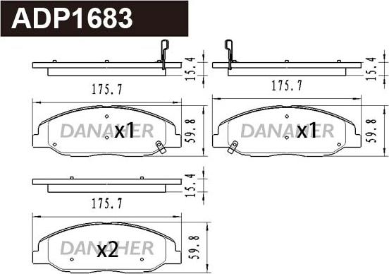 Danaher ADP1683 - Bremžu uzliku kompl., Disku bremzes ps1.lv