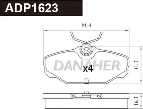 Danaher ADP1623 - Bremžu uzliku kompl., Disku bremzes ps1.lv