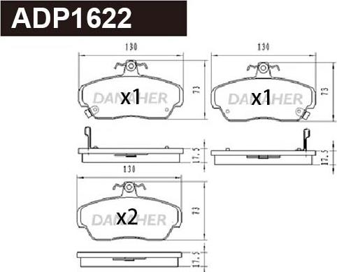 Danaher ADP1622 - Bremžu uzliku kompl., Disku bremzes ps1.lv