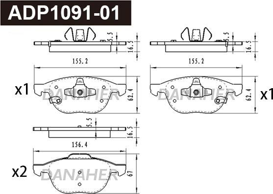 Danaher ADP1091-01 - Bremžu uzliku kompl., Disku bremzes ps1.lv