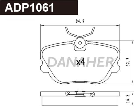 Danaher ADP1061 - Bremžu uzliku kompl., Disku bremzes ps1.lv