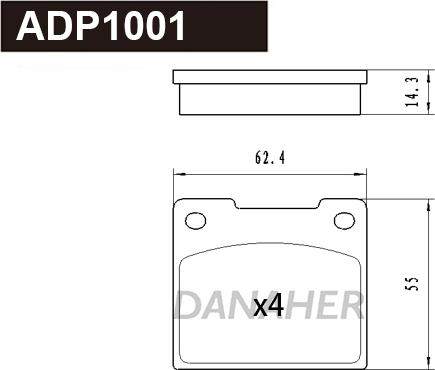 Danaher ADP1001 - Bremžu uzliku kompl., Disku bremzes ps1.lv