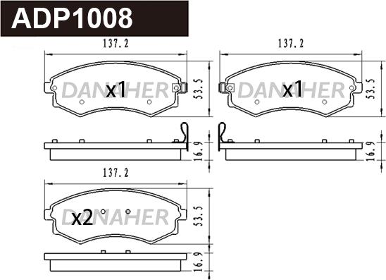 Danaher ADP1008 - Bremžu uzliku kompl., Disku bremzes ps1.lv