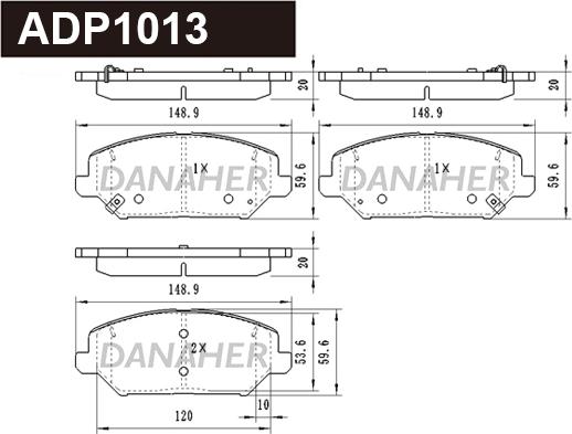 Danaher ADP1013 - Bremžu uzliku kompl., Disku bremzes ps1.lv