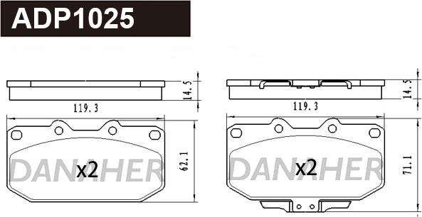 Danaher ADP1025 - Bremžu uzliku kompl., Disku bremzes ps1.lv