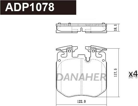 Danaher ADP1078 - Bremžu uzliku kompl., Disku bremzes ps1.lv