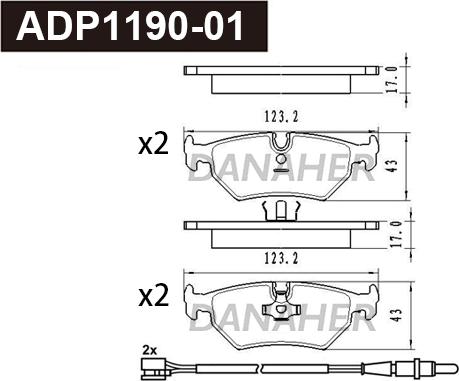 Danaher ADP1190-01 - Bremžu uzliku kompl., Disku bremzes ps1.lv