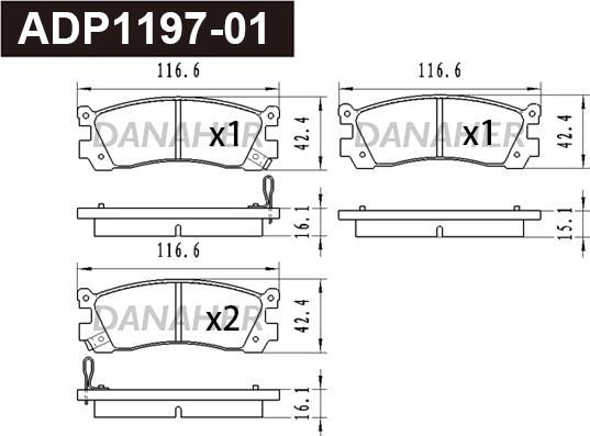 Danaher ADP1197-01 - Bremžu uzliku kompl., Disku bremzes ps1.lv