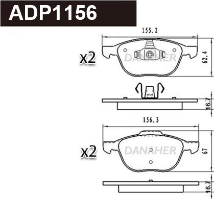 Danaher ADP1156 - Bremžu uzliku kompl., Disku bremzes ps1.lv