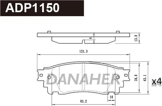 Danaher ADP1150 - Bremžu uzliku kompl., Disku bremzes ps1.lv