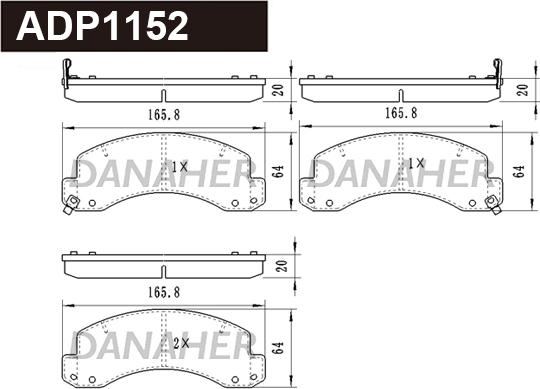 Danaher ADP1152 - Bremžu uzliku kompl., Disku bremzes ps1.lv