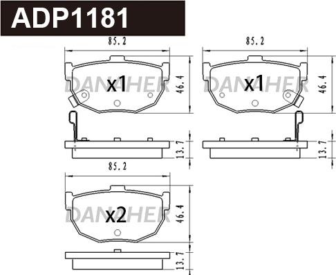 Danaher ADP1181 - Bremžu uzliku kompl., Disku bremzes ps1.lv