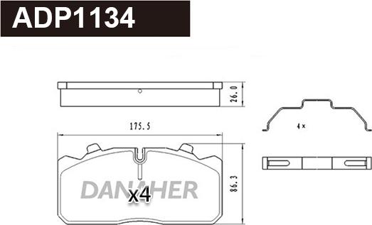 Danaher ADP1134 - Bremžu uzliku kompl., Disku bremzes ps1.lv