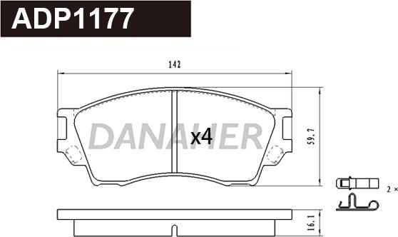 Danaher ADP1177 - Bremžu uzliku kompl., Disku bremzes ps1.lv